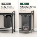 Laundry Hamper, Laundry Sorter with 3 Pull-Out Removable Oxford Fabric Bags Cloth Laundry Basket 3 x 10 Gallons (Grey and Charcoal Black)