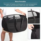 Collapsible Laundry Baskets, Tear Proof Pop Up Laundry Hamper with Dual Handles, Durable Foldable Laundry Basket, Easy to Carry Laundry Hamper for Home, Laundry Room, Bedroom, Dorm, Travel Black