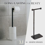 MARMOLUX ACC Free Standing Matte Black Toilet Paper Holder Stand White Marble Base and Storage - 4 Jumbo Roll Bathroom Hardware Toilet Tissue Organizer - Stainless Steel Bathroom Decor Accessory