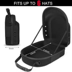 Hard Baseball Hat Case with 6pcs Hat Hooks, Hat Carrier Travel Case with Adjustable Shoulder Strap, Hat Cap Case for 6 Baseball Caps - Perfect for Traveling (Black)