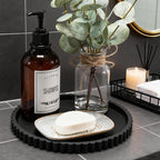Silicone Bathroom Countertop and Vanity Tray-10 Inch Round Silicone Bathroom Tray, Modern Bathroom Decor, Coffee Table Decor, Decorative Tray for Candle, Perfume, Plants (Black)