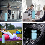 Smart Water Bottle Stainless Steel Vacuum Flask,Travel Mug with Smart LCD Touch Screen, Keep Hot Or Cold, Car Portable Travel Tea Coffee Vacuum Thermo Cup,Insulated Water Bottle (Light Blue)