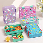 Bento Lunch Box for Kids, 6 Compartments BPA Free, Dishwasher Safe Back to School Snack Bento Lunch Containers Boxes, Ideal Portion Sizes for On-the-Go Meal, Ages 3+, Light Blue Patterned