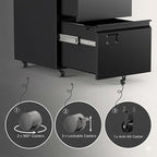 2 Drawer File Cabinet with Lock, Heavy-Duty Metal Rolling Filing Cabinet for Home Office, Under Desk Printer Stand with 5 Wheels, Required Assembly with Video Guide, Fits Letter/Legal Size, Black