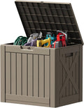 Devoko 40 Gallon Deck Box Outdoor Storage Box Waterproof for Patio, Large Outdoor Storage Bench Lockable for Outside (Brown, 40 Gallon)