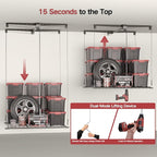 Overhead Garage Storage Rack for 10–12 FT Ceiling, Heavy-duty 4x4 FT Ceiling Storage Racks with Safety Lock, Ideal for Garage Storage Mounted Lift System and Storage Organizer, 250lbs Capacity