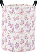 Baby Laundry Basket Baby Nursery Hamper Kids Laundry Basket Toy Storage Bin for Boys Room Decor Gift Baskets for Bedroom Bathroom(Purple Butterfly)