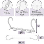 Mr. Pen- Space Saving Hangers for Clothes, 16 pcs, White, Plastic Multi Clothes Hangers Space Saving, 5 Slots, 360° Rotating Hooks