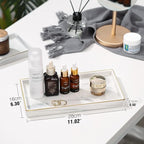 Luxspire Bathroom Vanity Tray, 11" Marble Ceramic Bathroom Trays for Counter, Bath Tray for Dresser, Kitchen Counter Tray, Perfume Tray, Bathroom Accessories, Medium, Marble White
