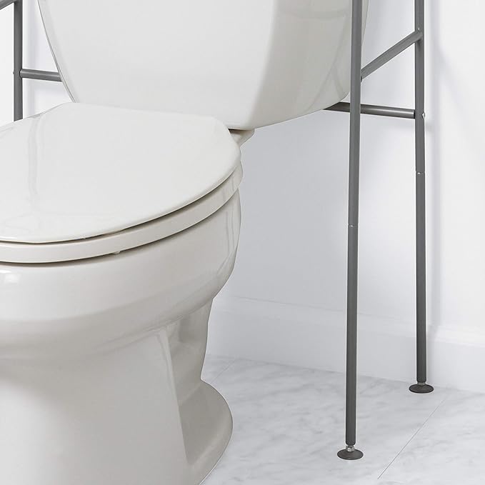 Zenna Home Metal Over-the-Toilet Bathroom Spacesaver, Satin Nickel 10.25D x 23.25W x 64.7H in