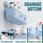 TAILI Shower Caddy Suction Cup 2 Pack, Heavy Duty Bathroom Organizer, Removable Shelves for Inside Shower, Shampoo, Waterproof Suction Plastic Storage for Bathroom Accessories Holder, Blue
