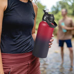32oz Insulated Stainless Steel Water Bottle, Wide Mouth Double Wall Vacuum, Silicone Straw, Sweat & Leak Proof, BPA Free Insulated Water Flask for Travel, Keep Cold 24h Hot 12h, Red