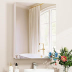 20 x 26 Medicine Cabinet Mirror, Mount or Recessed Bathroom Mirror with Storage, Aluminum Framed Medicine Cabinet with Adjustable Shelves for Bathroom Vanity Modern Farmhouse