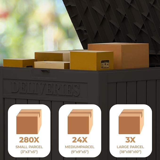 55 Gallon Package Delivery Box for Outside,Weather Resistant UV Protection Resin Outdoor Storage Parcel Box for Porches, Front Door,Balconies,Garages