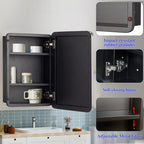 16" x 20" Bathroom Medicine Cabinet with Mirror Door, Brushed Nickel Stainless Steel Frame, Recessed or Surface Mounted,Storage Cabinet with Adjustable Metal Shelves,Upgraded Version