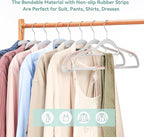 Pack of 30 Coat Hangers, Space-Saving Plastic Clothes Hangers, Non-Slip, 0.2 Inches Slim, 360° Swivel Silver Hook for Shirts, Pants, Suit & Wet/Dry Garments, Pink and Dark Gray