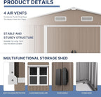 Kullavik 10FT x 8FT Outdoor Storage Shed with Window and Lockable Doors,Waterproof Metal Garden Tool Shed,Galvanized Steel shed for Backyard,Garden,Patio