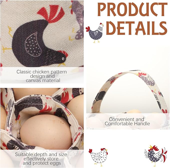 2 Pieces Egg Basket Mini Egg Collecting Bags Gathering Basket with 7 Pouches for Easter Farmhouse Chicken Hen Duck Goose Housewife Garden Transporting Storage, 8 x 2.6 Inch(Lovely)