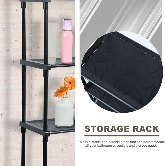 Black 3-Tier Bathroom Organizer - Freestanding Above Toilet Storage Rack, Space Saver for Home Bathroom