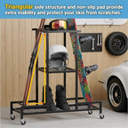 Standing Ski Storage Rack, Holds Snowboards & Skis, 3-Tier Organizer for Gear, Black - Ski Rack for Garage (without antislipmat)