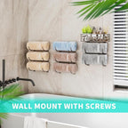 HapiRm Towel Racks for Bathroom Storage - 9 Tier Over The Door & Wall Mount Rolled Towel Storage Organizer Holder with Metal Shelf Basket for Small Bathroom, Camper, Rv - Patented
