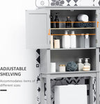 kleankin Modern Over The Toilet Storage Cabinet, Double Door Bathroom Organizer with Inner Adjustable Shelf and Open Shelf, Grey