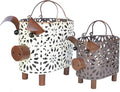 Farmhouse Metal Small Storage Basket Set For Kitchen or Bathroom Pig Decor, 2 Count Stackable Small Basket with Handle