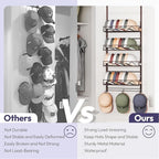 SWTYMIKI Over Door Hat Organizer - 5 Tier Wall Mounted Hat Rack with 4 Adjustable Metal Basket and 3 Hooks, Hanging Baseball Cap Organizer Storage Holds up to 49 Caps for Door, Bedroom, Closet