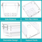 28 PCS Clear Plastic Drawer Organizers Set, 4 Size Desk Drawer Organizer Trays for Makeup, Jewelry, Kitchen Utensils, Gadgets and Office Accessories