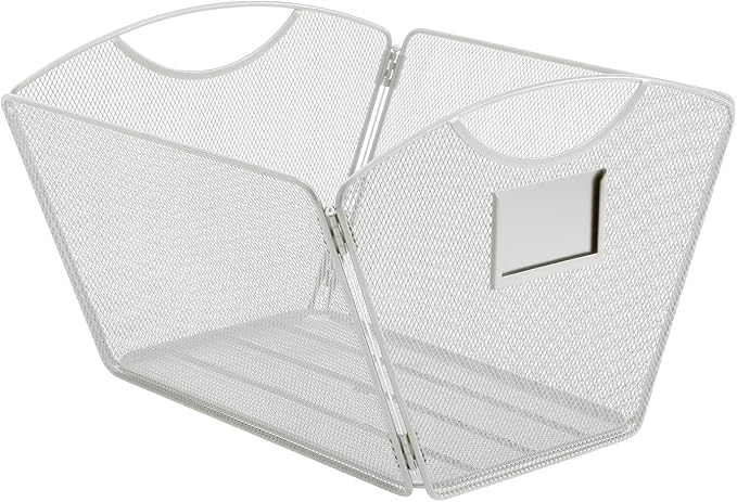 Safco Onyx Mesh Letter-Size Desktop Tub Filer, Durable Steel Mesh Construction, Collapsible For Compact Storage, Integrated Handles, Silver