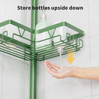 KEGII Shower Caddy Tension Pole, 4-Tier Rustproof Adjustable Corner Bathroom Organizer for Renters, 25–114.2 Inch No Drill Space-Saving Shower Storage Rack, Emerald Green