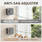 Anti-Sag Retractable Clothesline 40LB Capacity - 201in Stainless Steel Laundry Line for Indoor Outdoor, Wall Mounted Space Saving Easy Install (Gray)