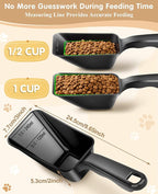 2-Pack Dog Food Scoop 1 Cup, Plastic Pet Food Measuring Scoop With Measuring Lines (1/2 & 1 Cup Markings) for Dogs, Cats, Fish, Bird（Black and Pink)