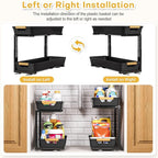 Homde 2-Tier Under Sink Organizer: 2pcs Set Adjustable Pull Out Drawer Undersink Cabinet Storage Rack for Home Kitchen Bathroom