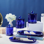 SheeChung Acrylic Vanity Tray, 2 Pack, 9.65 in x 4.5 in x 0.79 in, Catchall Tray, Countertop Sink Tray Dispenser, Sturdy Holder for Cabinet, Shelf, Cupboard, or Closet Organization (Blue)