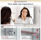 Keonjinn 36 x 24 Inch Bathroom Mirrored Medicine Cabinet, Lightweight Aluminum Structure, Freely Adjustable Shelves, Combined Assembly Needed, Surface Mount or Recessed Mirror with Storage