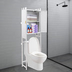 3-Tier Over Toilet Storage Cabinet | Carbon Steel Bathroom Shelf with Adjustable Shelves, 33.07LBS/Tier Load-Bearing - Waterproof PC Door Organizer for Toilet Area (White)