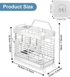 Utensil Holder, Stainless Steel Utensil Drying Rack with Drain Tray, Kitchen Counter Drainer Basket Silverware Cutlery Flatware Holder Forks, Knives, Spoons, Chopsticks Organizer (Silver)