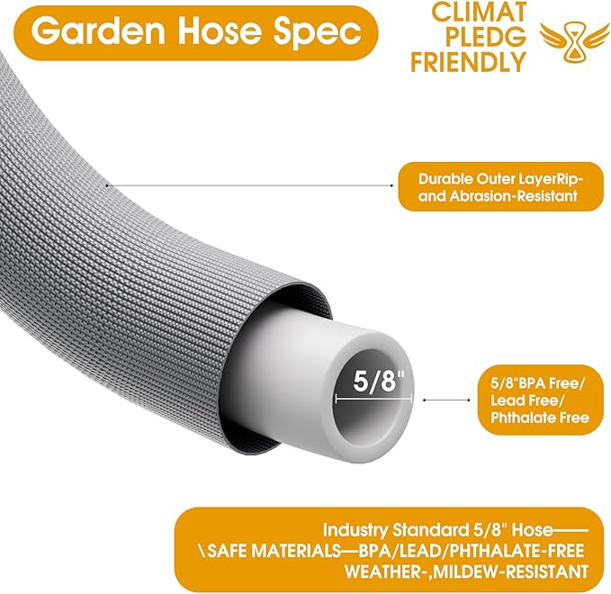 Garden Hose 75 FT, Non-Expanding Water Hose, Ultra-Light & Flexible, Burst-Resistant, Kink-Free, High-Pressure Garden Hose All-Weather Use for Lawns, Gardens, and Outdoor Cleaning