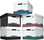 Bankers Box 12-Pack R-Kive Heavy Duty File Storage Boxes with Lids, FastFold Assembly, Letter/Legal, (00724)
