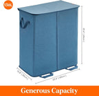 Lifewit Double Laundry Hamper with Lid and Removable Laundry Bags, Large Collapsible 2 Dividers Dirty Clothes Basket with Handles for Bedroom Laundry Room Closet Bathroom College, 136L Blue