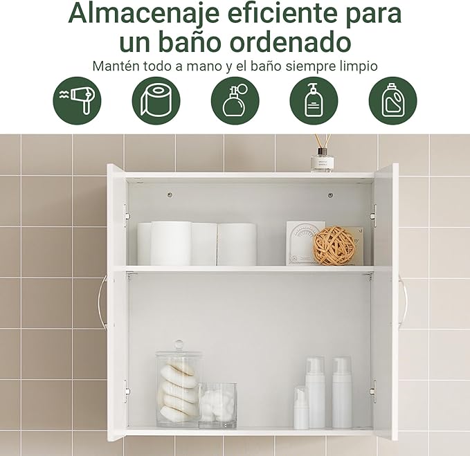 Haotian Wall Cabinet Laundry Room, Medicine Cabinet for Bathroom Kitchen Garage, Wall Storage Cabinet with Adjustable Shelf, White FRG231-W