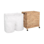 Seville Classics Premium Natural Handwoven Portable Laundry Bin Basket with Carrying Handles, Household Storage for Clothes, Linens, Sheets, Toys, Rattan, 3-Piece Hamper Set