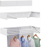 Wall Mounted Clothes Drying Rack - Heavy Duty 5-Rod Retractable Clothing Drying Rack, 60LBS Capacity Tiered Laundry Hanger, Large Foldable Dryer Racks for Indoor