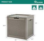 YITAHOME 32 Gallon Deck Box, Indoor Outdoor Storage Box for Patio Furniture, Pool Accessories, Cushions,Garden Tools,Sports Equipment, Waterproof Resin Rattan with Lockable Lid and Side Handles(Brown)