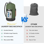 BALEINE 2PK 150L Laundry Bag Backpack, 900D Oxford Fabric Large Travel Laundry Bags with Shoulder Straps and 2 Mesh Pockets for College Dorm, Apartment, Laundromat (Green, 150L)