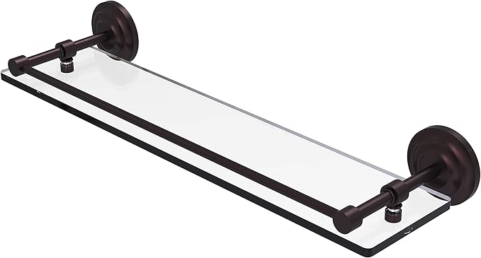 Allied Brass QN-1/22-GAL-ABZ Que New 22 Inch Tempered Gallery Rail Glass Shelf, Antique Bronze