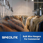 SPECILITE Wire Metal Clothes Hangers Bulk 150 Pack for Standard Size Suits, Coats, Shirts, Pants, Skirts, Space Saving, Non Slip,16 Inch 12 Gauge Ultra Thin, Silver