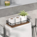 Toilet Paper Basket, 13 Inch Bathroom Basket Toilet Tank Tray Organizer Storage for Toiletries, Living Room and Kitchen (Walnut)