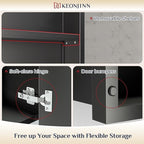 Keonjinn 48” x 30” Medicine Cabinets with Mirror for Bathroom Recessed or Surface Wall-Mounted Aluminum Alloy Framed Beveled Mirror with Soft Close Hinge, 3 Doors Silver Storage Cabinet